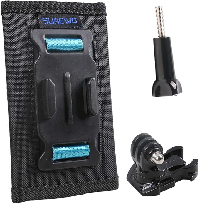 SUREWO Backpack Shoulder Strap Mount with Adjustable Shoulder Pad Compatible with GoPro Hero 13/12/11/10/9/8/7/6/5/4,DJI Osmo Action 6/5 pro/4/3,AKASO/Crosstour and Most Action Cameras