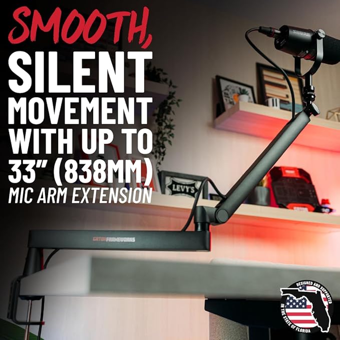 Gator Frameworks Low-Profile Series Premium Broadcast, Podcast, and Streaming Boom Arm, Fully Adjustable (GFWMICBCBM2500)