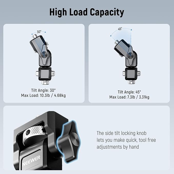 NEEWER Camera Monitor Mount with 3/8" ARRI Locating Thumbscrew, 1/4" Screw for 5" & 7" Monitor Compatible with Atomos Ninja V, 360° Swivel 180° Tilt Damping Adjustable, Compatible with SmallRig, MA004