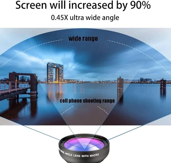 2-in-1 Phone Camera Lens Kit – 0.45X Wide Angle + 12.5X Macro Lens with Clip for iPhone, Samsung, Android – Universal Smartphone Lens Attachment.