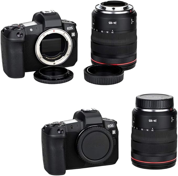 2 Pack RF Mount Body Cap Cover & Rear Lens Cap for Canon EOS R100 R50 R50V R8 R R1 R3 R5 R6 Mark II III R7 R10 RP Mirrorless Camera & RF Mount Lenses, with 2 Extra Hot Shoe Protective Covers Included