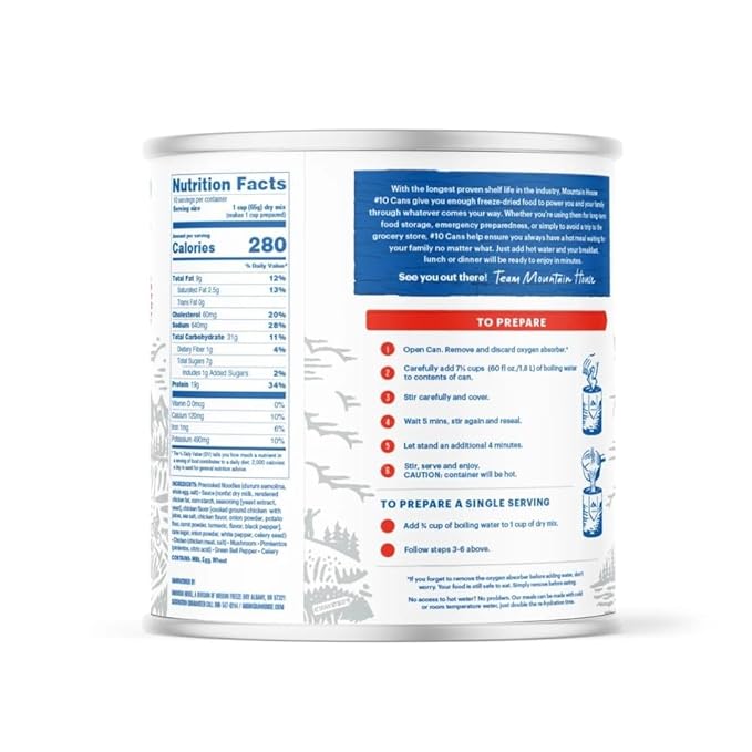 Mountain House Freeze-Dried Homestyle Chicken Noodle Casserole #10 Can – 10 Servings per Can – Emergency Survival Canned Food for Camping, Hiking & Backpacking – Long-Term Storage Meal – 30-Year Taste Guarantee – Pack of 6 – Made in USA