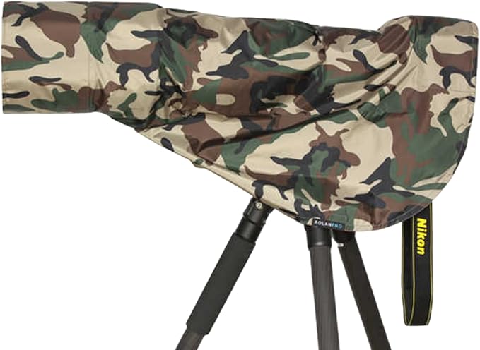 Rolanpro Waterproof Camera Lens Rain Cover Raincoat for Canon RF100-500mm F4.5-7.1 L is USM Lens # Green Camo