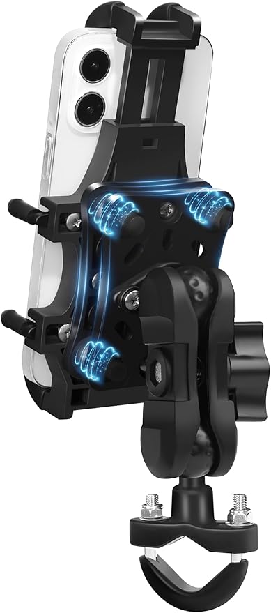 Motorcycle Phone Mount with Vibration Dampener, One-Hand Operation Bike Phone Holder Holds 4.7"-7.1" Cell Phones on Handlebar, ATV Cell Phone Holder for Bike Motorcycle Scooter ATV