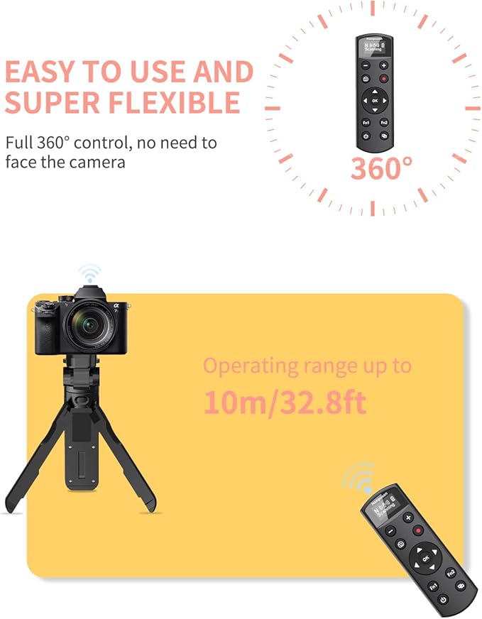 Hanpusen Rechargeable Camera Remote Control for Nikon - Wireless Shutter Release with OLED Screen Compatible with ZR, Z6lll, Z30, Z50, Z50ll, z5, Zfc, Zf, Z6II,Z7II, P1000; Replaces Nikon ML-L7(Black)