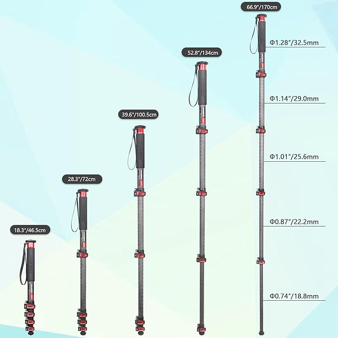 Camera Monopod INNOREL VM80C Carbon Fiber Portable Compact Lightweight Travel Monopod with Fast Flip Lock for Canon Nikon DSLR Camera Video Camcorder DV Photography Load 33lbs/15kg Height 66.9in/170cm