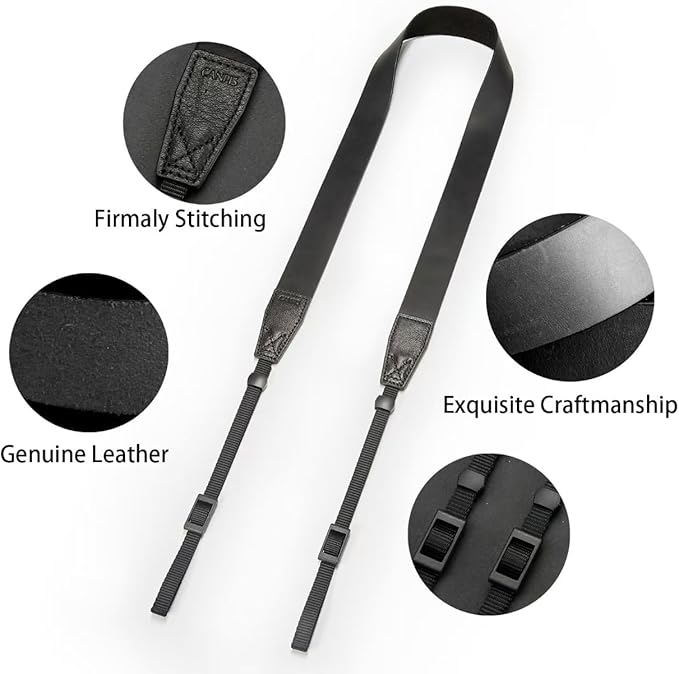 CANPIS Crazy Horse Leather Camera Strap,Vintage Camera Strap,Adjustable Camera Neck Shoulder Strap for Photographers