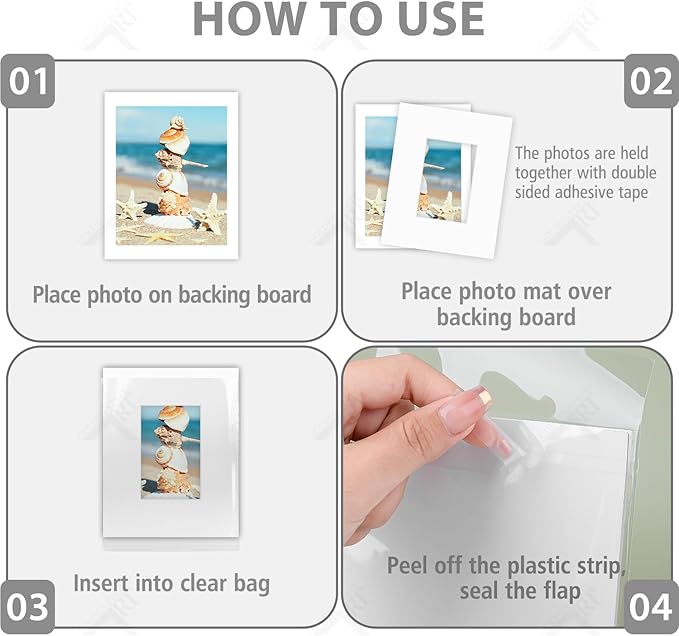 Golden State Art, Acid Free, Pack of 5, 8x10 White Picture Mats Mattes with White Core Bevel Cut for 4x6 Photo + Backing + Bags