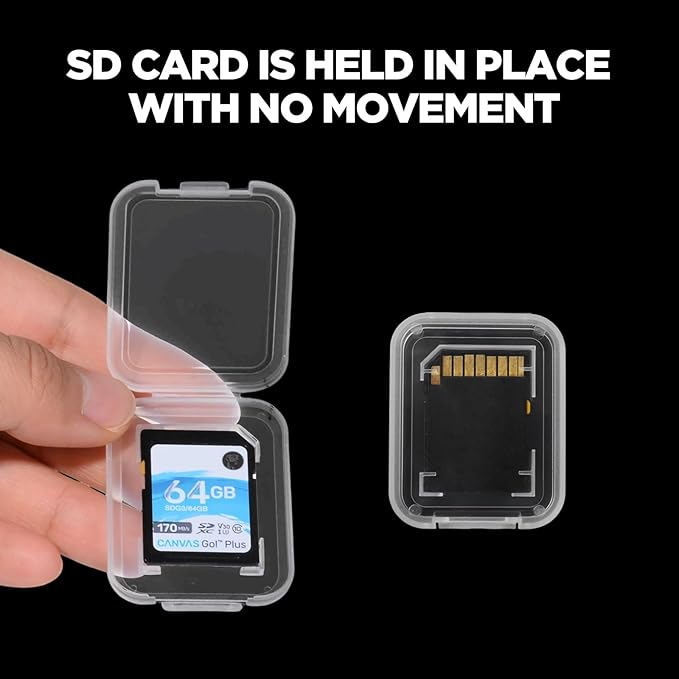 Glavatrix 10 Pcs Plastic Standard SD Card Cases Holder for SD SDHC SDXC SDUC, Clear Memory Card Protective Case Holder, Portable SD Cards Storage Organizer Boxes for Photography Camera Computer Phone