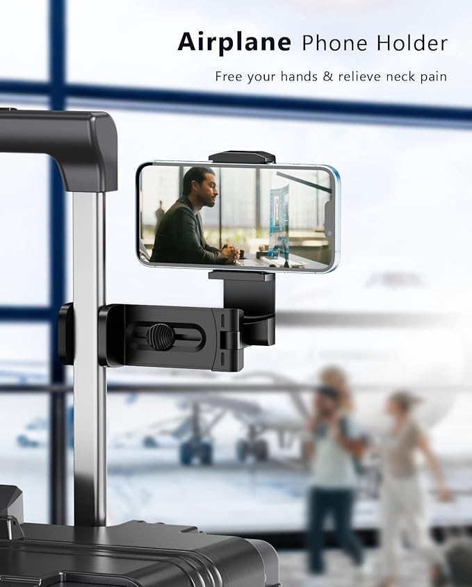 MiiKARE Airplane Phone Holder, Universal 360° Rotation Handsfree Mount for Tray Table, Desk & Travel