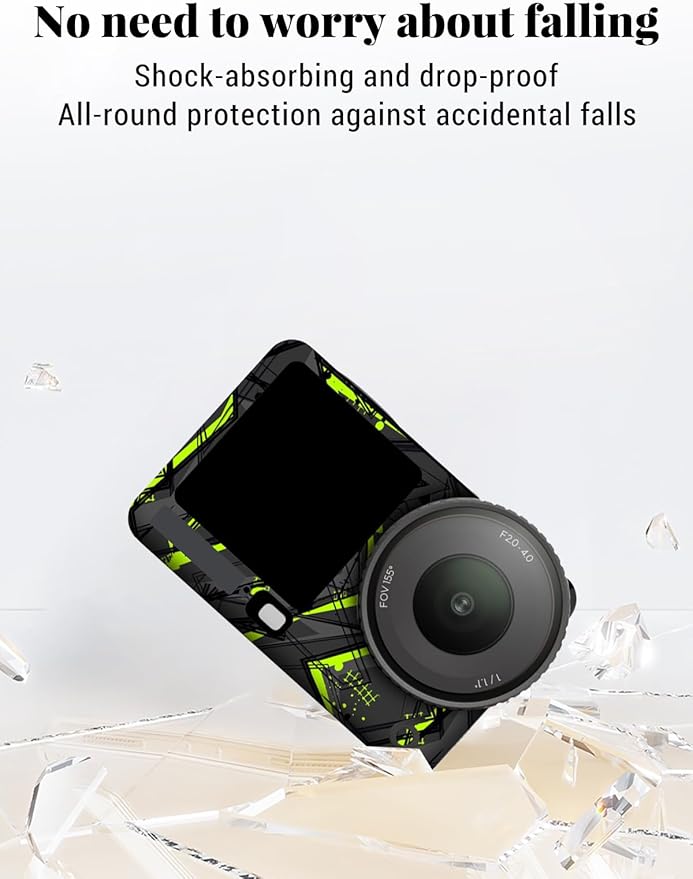 ZBAGUG for DJI Action 6 Skin Full Body Wrap, Anti-Scratch Waterproof Protective Sticker, Full Coverage Action Cam Wrap, for DJI Action 6 Accessories, Black Green