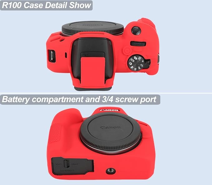 Pocoukate Case for Canon EOS R100 Camera, Soft Silicone Protective Cover Skin with EOS R100 Screen Protector Accessories for Canon EOS R100 Mirrorless Camera Silicone Case - Red