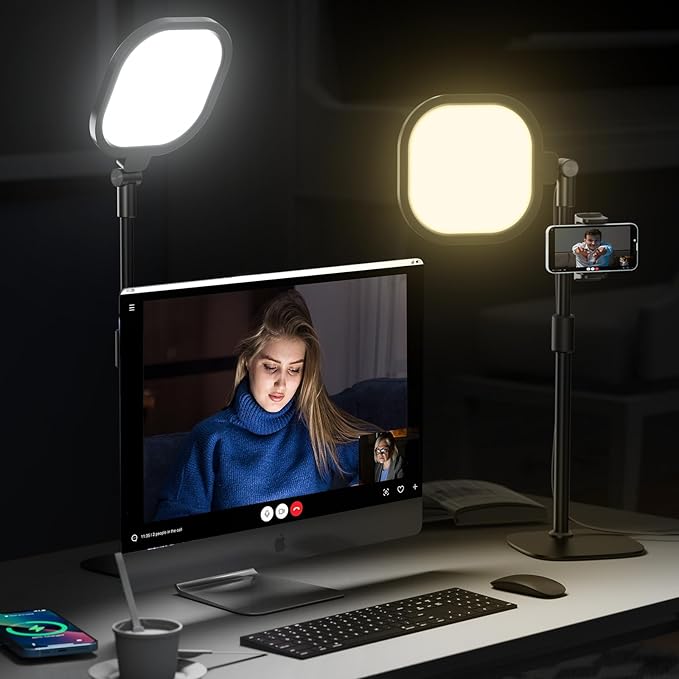 Video Conference Lighting for Zoom Meeting, Ring Light for Desk with Flexible Stand, 30 Light Modes Light for Video Recording, Desk Light & Memory Function for Zoom Calls, Video Streaming, Webcam