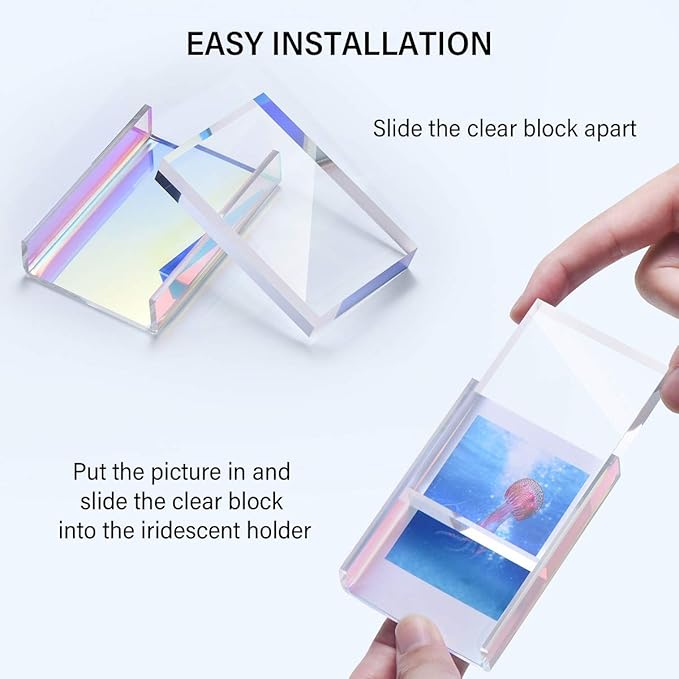 Phattopa Instax Mini Film Photo Frames 2x3, Iridescent Acrylic Picture Frames, 3 Pack