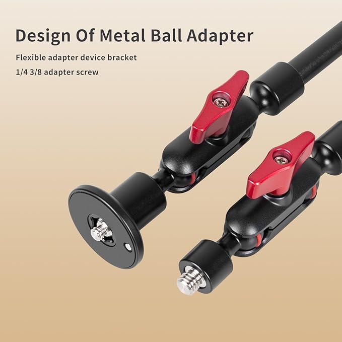 23'' Metal Base Magic Arm Phone Mount - Wall Screw-Mounted, 1LBS Load, 360° Rotatable for Live Stream/Office/Video Recording