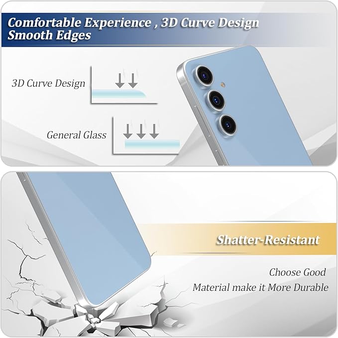 for Samsung Galaxy S24 FE Back Glass Replacement for Samsung S24 FE 5G SM-S721 Rear Glass Replacement Battery Cover Housing Door Accessories Parts with Repair Tools (Blue)