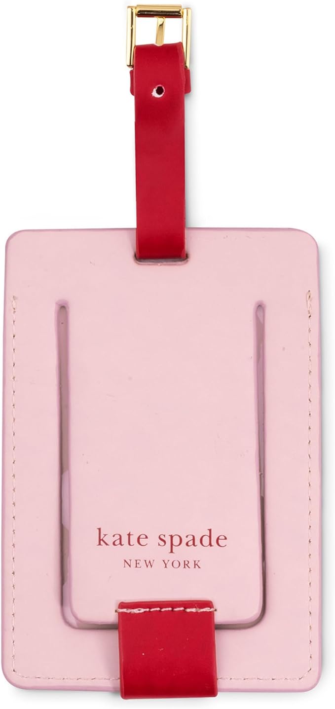 Kate Spade New York Leatherette Luggage Tag with Secure Strap, Colorful Suitcase Identifier for Travel, Monogram Bag Tag ID (G) (Pack of 2)