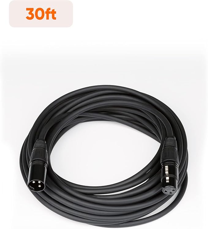 CableCreation XLR Cable, 30FT XLR Male to Female 3PIN Balanced Professional Microphone Cable for Recording Applications,Mixers,Speaker Systems, and Other XLR Audio Equipments.Black