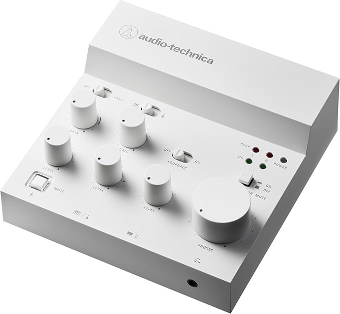 Audio-Technica AT-UMX3 USB Desktop Audio Mixer, White