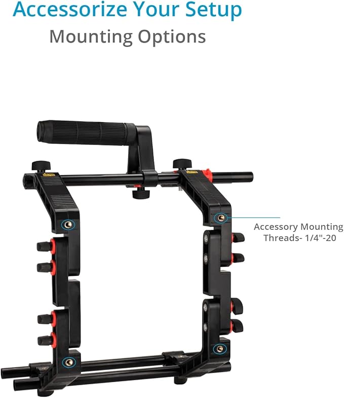 Filmcity Shoulder Rig Kit w Matte Box & Follow Focus for DSLR Cameras. Ergonomic & Stable, 6” to 9” Convertible Size. Adjustable Handles, ¼” Threads. Comfy Shoulder Pad, Quick Release Plate (FC-03)