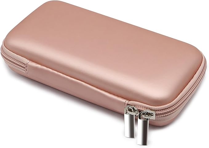 iMangoo Travel Essentials Electronics Organizer Charger Case Portable Dual Zipper Shockproof Pouch Tech Purse Cord Cable Pouches Power Bank Storage Accessories Bag for Women Men,6.5x3.2x1 Rose Gold