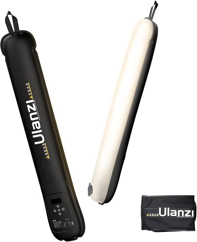 Ulanzi UA12 Inflatable Tube Light, 1/4" Foldable Bi-Color LED Video Light for Photography, 2700K-6500K 12W 2500mAh Rechargeable Photography Light Bar LED Lighting Wand Stick for Video Shooting