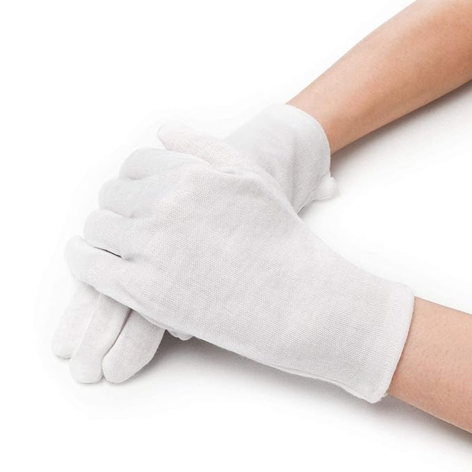 ENPOINT 10 Pairs Archival Photo Gloves, White Work Gloves for Handling Art Working Photography Womens Cloth Gloves Liners Bulk for Handling Jewelry, Film, Photo, Coin Metal Inspection Men & Women