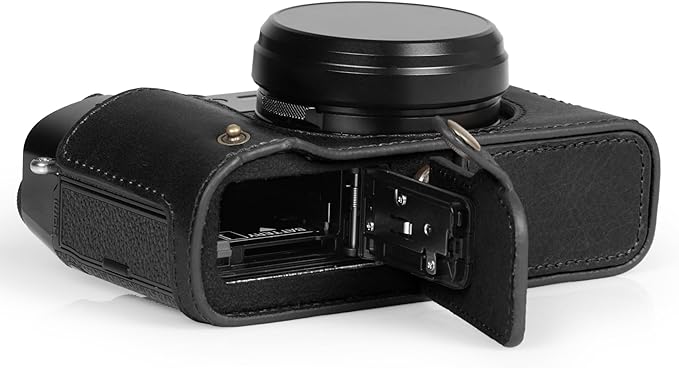 MegaGear Ever Ready Genuine Leather Half Camera Case Compatible with Fujifilm X100VI - Black