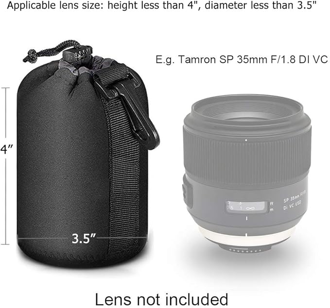 Selens Protective Neoprene Lens Pouch for DSLR Camera Lens Compatible with Sony, Olympus, Panasonic - Thick Padded Medium Camera Lens Case Bag