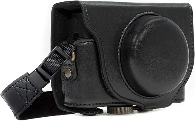 MegaGear Ever Ready Protective Leather Camera Case, Bag for Sony Cyber-Shot DSC-WX500 Digital Camera (Black) (MG599)