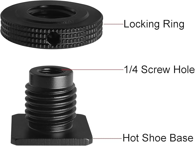 Aluminum Alloy Hot Shoe Adapter Camera Side Hole Reinforced Round Plate Cold Shoe Mount Conversion Screw 1/4 Male to 1/4 Male Suitable for Magic Arms Video Lights Monitors