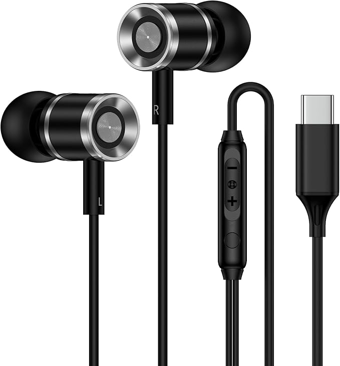 Samsung Earbuds Wired Headphones USB C for Samsung Galaxy S25 Ultra S25 FE A36 A17 5G A16 A56 A35 S24 FE S23 Plus,Wired Earphones USBC Earbuds with Microphone for iPhone 17 Pro Max Air 16e 16Plus 15