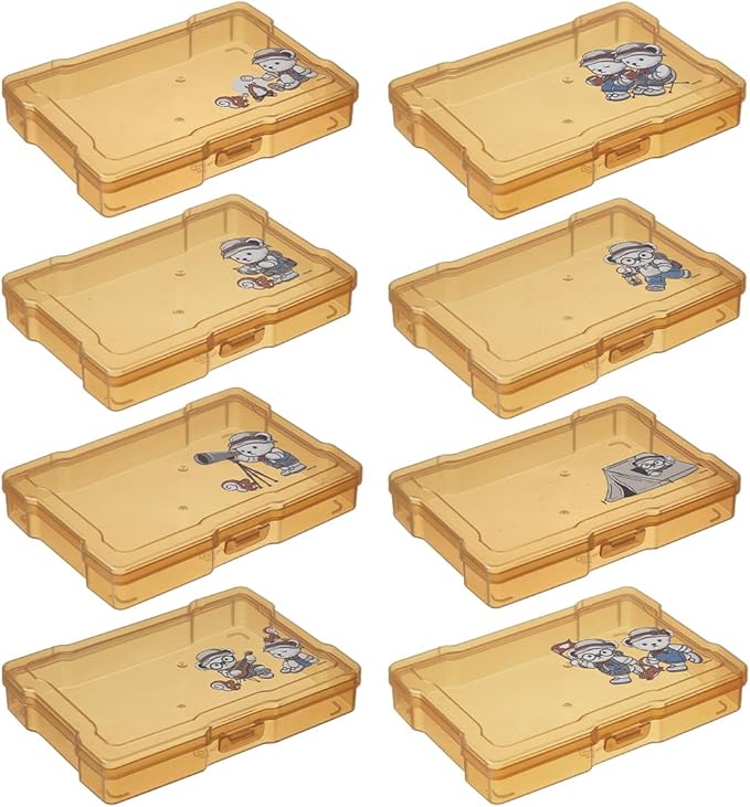 Photo Storage Box 4" x 6" Cases With Handle - 16 Inner Keeper (Brown-Camping style pattern)