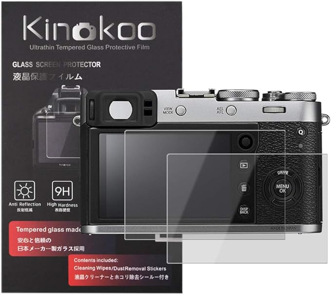 kinokoo Tempered Glass Film for fuji X100F/X100T Crystal Clear Film FUJIFILM X100F X100T Screen Protector Bubble-free/Anti-scratch(2 pack)