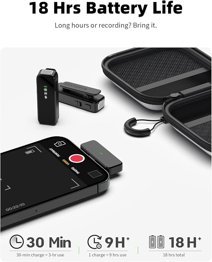 Rythflo Wireless Lavalier Microphone for iPhone 14/13/12 with Noise Cancellation, 100ft Transmission, 18H Battery Life, Lightning Lapel Microphone Wireless for Video Recording, Vlog, Streaming
