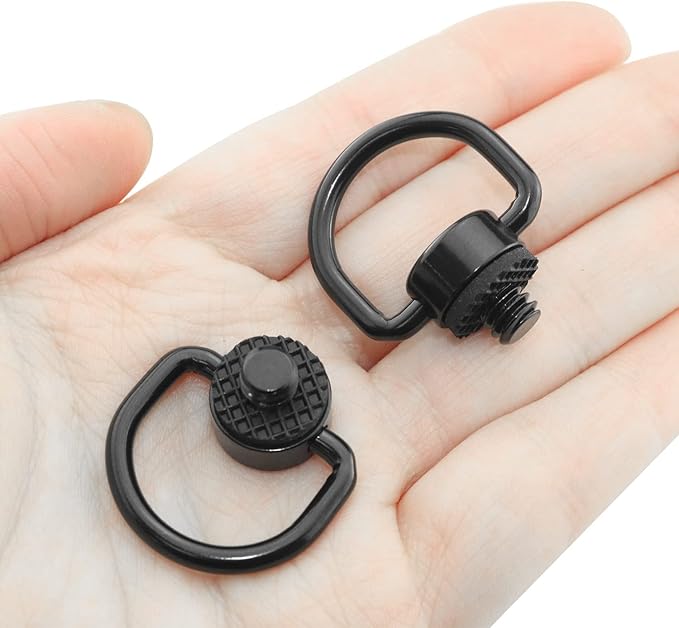 2 Pack D-Type Screw Stainless Steel D Ring Screw Hinged Holder Camera Fixing Screw for Tripod DSLR Cameras for Quick Release Wrist Strap Sling, Black