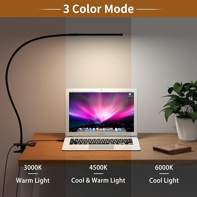 iZELL Desk Light [2-Pack] LED Desk Lamp with Clamp [77 LEDs with 3 Color Modes & 10 Brightness Levels] Flexible Gooseneck Book Light, Easy Clip-on Reading Light