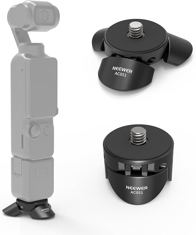 NEEWER Mini Tripod Compatible with DJI Osmo Pocket 3, Small Desktop Gimbal Camera Holder Mount Stand with 1/4" Screw Compatible with Insta 360 X5 X4 X3 Action Cams, Upright/Handheld Mode Switch, AC051