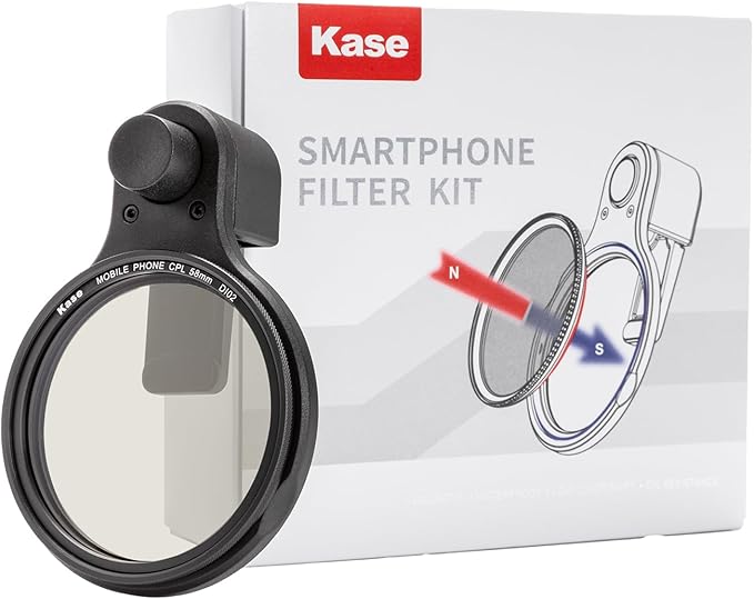 Kase 58mm Magnetic Phone Filters CPL, 0.5s Quick-Snap Clip-On for iPhone 17 16 15 Pro Max Android, for TikTok Reels Shorts