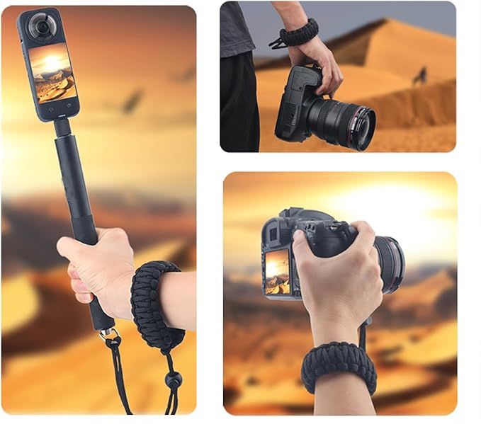 Paracord Camera Wrist Strap Lanyard with Screw for Insta 360 X3, Ace Pro, DSLR Cameras, Selfie Sticks