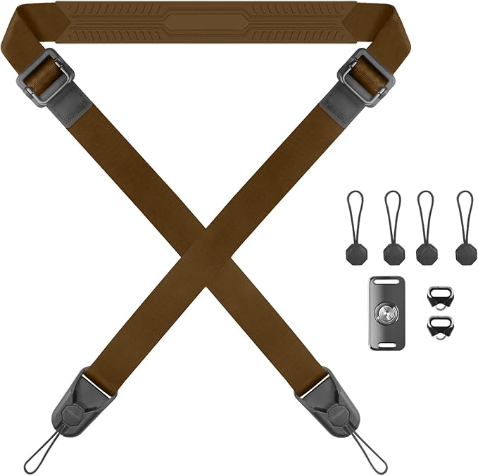 Adjustable Camera Strap, Universal Camera Strap with Quick Release and Connection, Comes with Comfortable Silicone Shoulder Pads and Base, Smooth and Sturdy, Strap Width 1''(2.5cm Dark Brown)