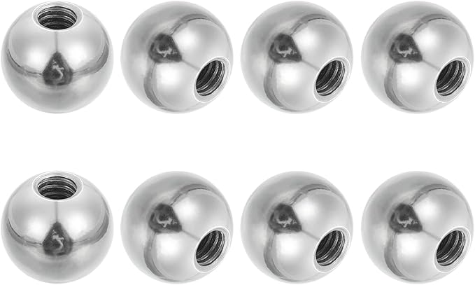 PATIKIL 8Pcs 17.4mm Ball Nuts Knob, 1/4"-20 UNC Female Threaded Steel Swivel Ball Joint Adapter Converter for Super Clamp Camera Hot Shoe Mount Light Tripod Phone Holder, Silver