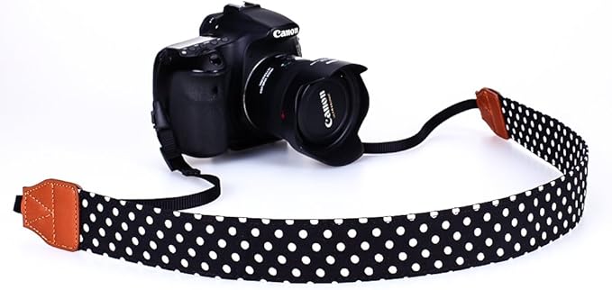 Camera Strap Women Camera Neck Strap Shoulder Belt Strap for Compact Digital Camera, Mirrorless Camera, Small DSLR Camera, Instant Camera(Black Dot)