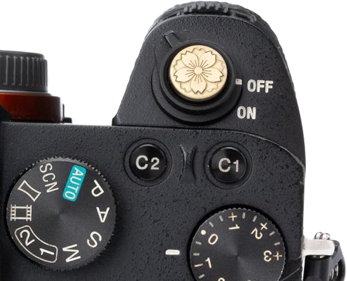 Floral Pattern Camera hot Shoe Cover Shutter Button for Sony A1 A7C A7CR A7CII A7M2 A7M3 A7R4 A7R5 A7S3 A6700 A6600 A6500 (Copper Alloy-Shutter Decorative Button)