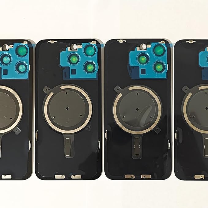 1Pcs/Lot Battery Cover Glass for iPhone 15 Pro Max Back Housing Replacement with Small Parts Metal Plate Magnetic for iPhone 15PM 2in1 Big Hole Back Glass Rear Door Case (Blue)