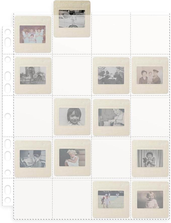 Photomyne Protective Photo Page | Holds 20 35mm Slides - 10 Pages Pack (200 Slides) - Clear Preservers