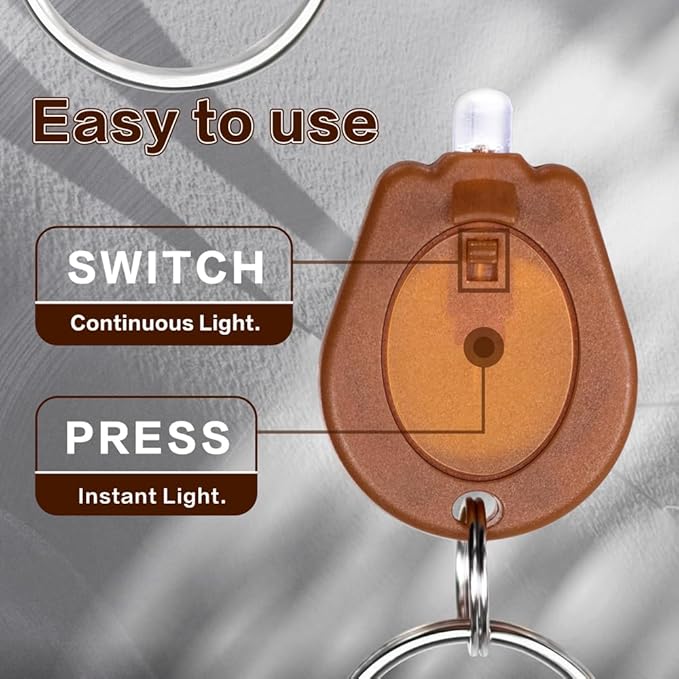 10 Pack Ultra Bright Mini LED Keychain Flashlight, Small Key Ring Flashlight, Portable LED Keychain Light for Outdoor Activities Emergency Light - Brown Shell