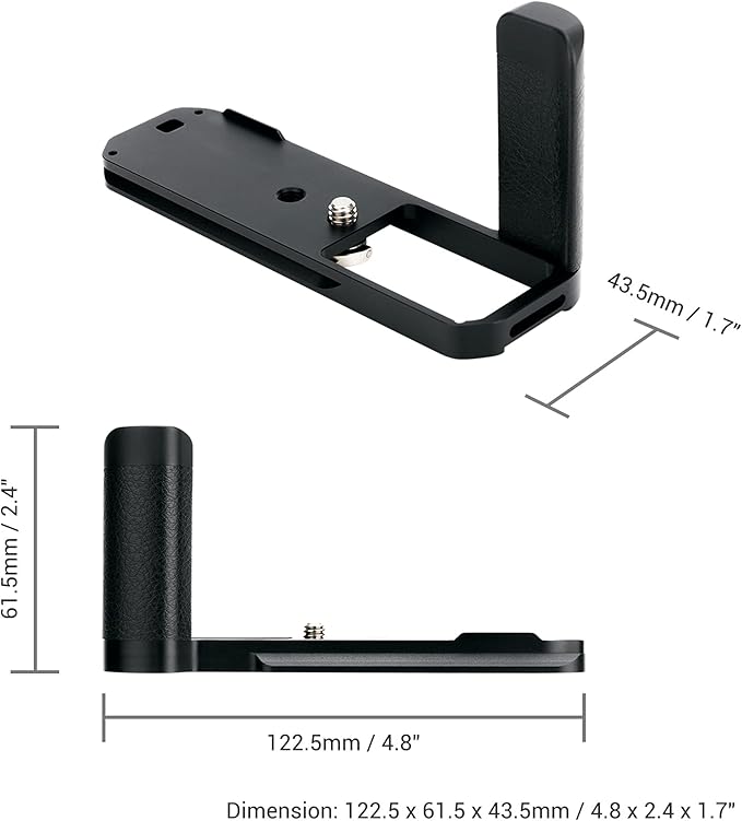 JJC MHG-XE4 Solid Metal Hand Grip Secure Handle Bracket for Fuji Fujifilm X-E4 XE4 Camera(Not for X-E5), Anti-Slip Pads, Arca Swiss Quick Release Plate, Extra 1/4"-20 Tripod Hole & Hand Strap Hole