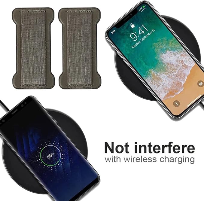 Phone Grip Strap Holder for Hand, Universal Finger Strap Phone Holder, Finger Loop Selfie Grip Compatible with Most Smartphones (Black Grey) -2PC