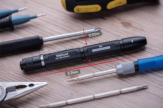 Weltool M6 LED Penlight, 3000K Warm White, Stylus Pocket Light with Clip No-Glare Even Beam- High Color Rendering of 85% - Perfect Pen Light - for Inspection Reading Work Repair Powered by 2AAA Cells